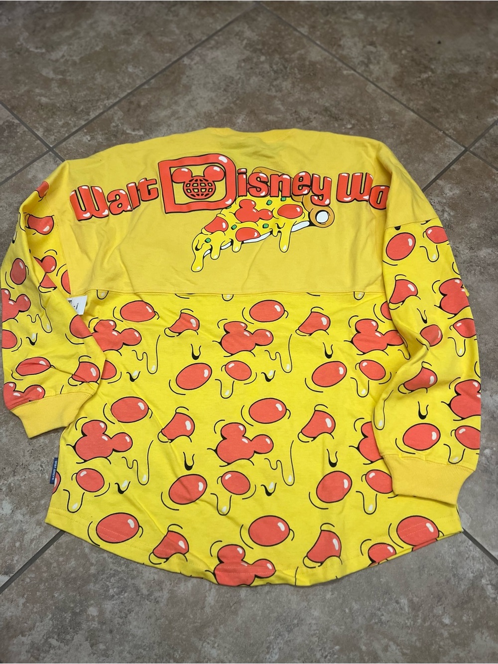 Disney Yellow Long-Sleeve Pizza Print Hoodie